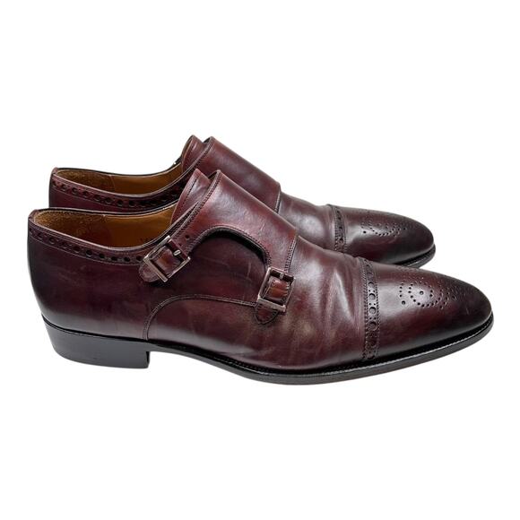 Magnanni wing tip brown leather almond toe loafers men's size 11